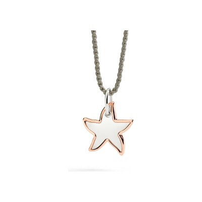 Charm Dodo Universe étoile XL cordon de soie en argent et or rose